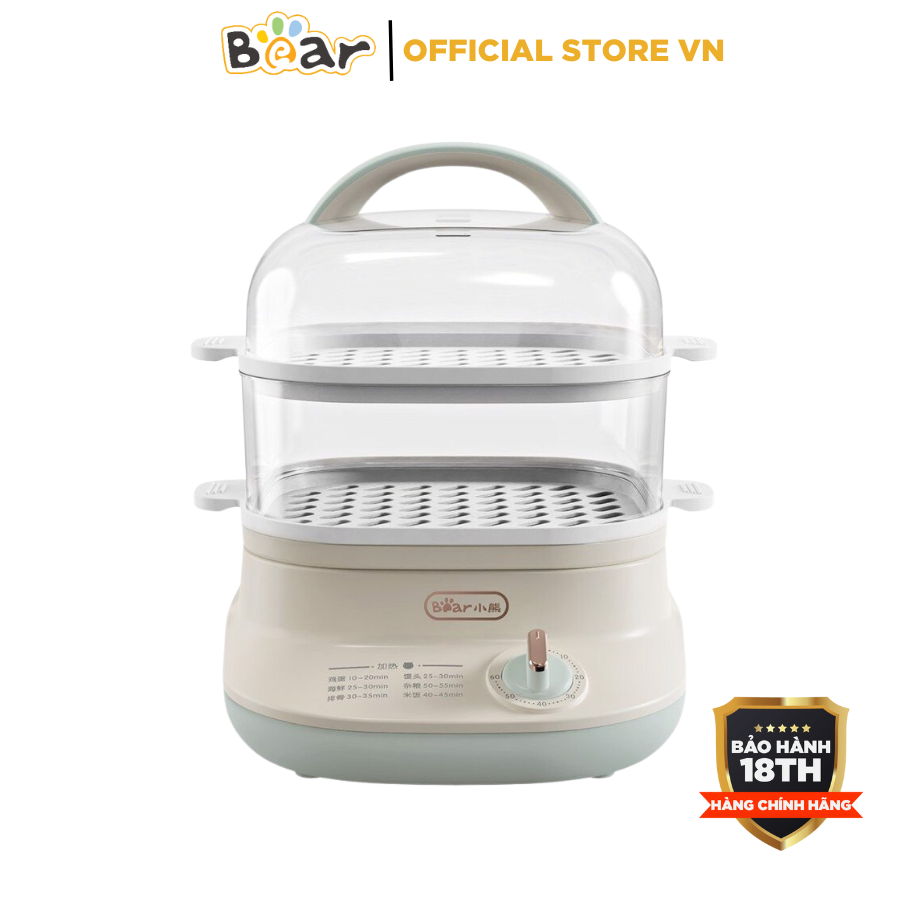 Nồi hấp điện 2 tầng 6L đa năng BEAR DZG-C60Q8, Công suất 650W, Tiết kiệm năng lượng, Có chế độ hẹn giờ. BH 18 Tháng