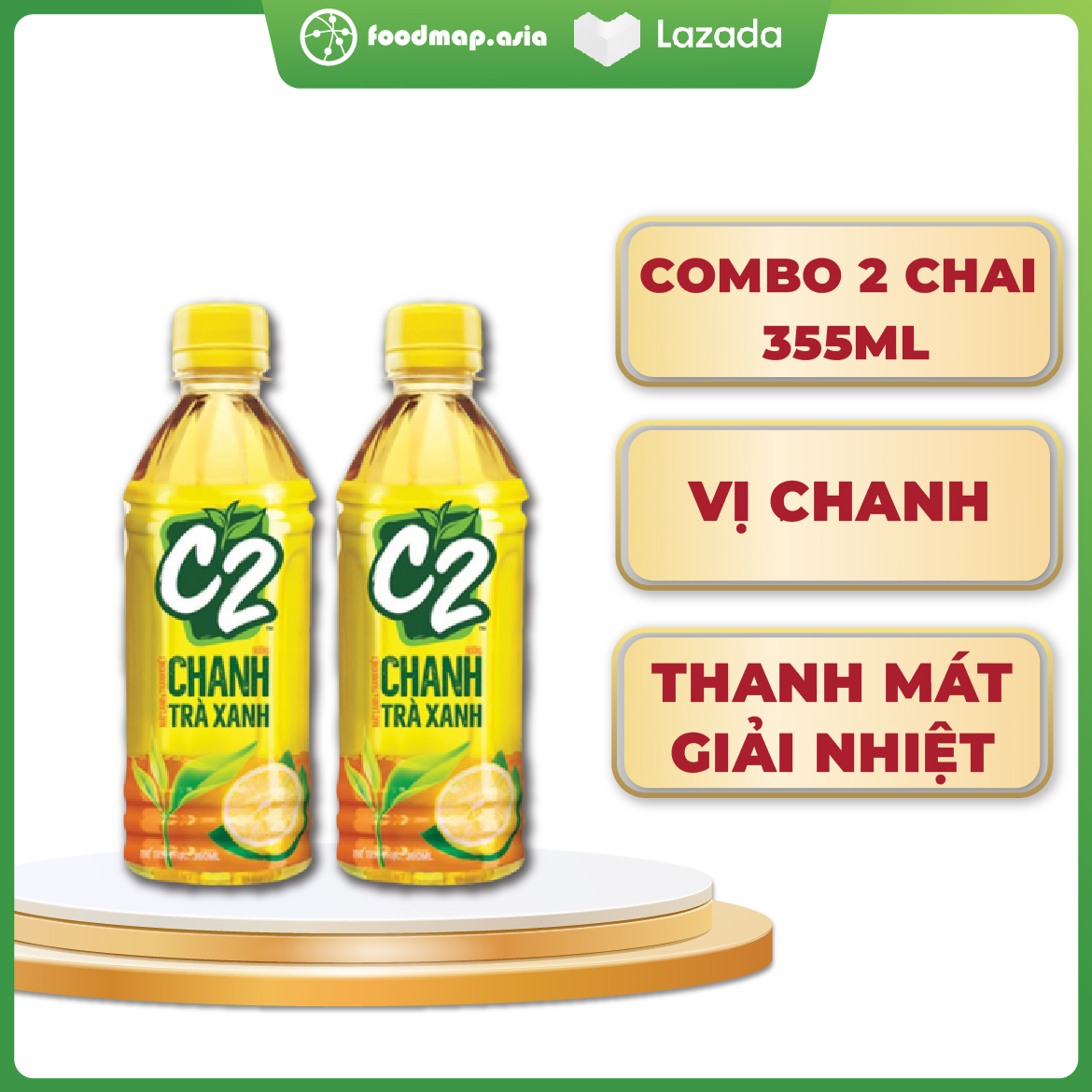 Trà xanh c2 hương chanh - chai 355ml