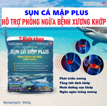 [Hộp 900g, HSD T10/2025] Sữa bột Sụn cá mập Plus Đông Trùng Hạ Thảo Canxi Nano.