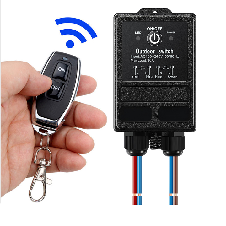 Bộ công tắc điều khiển từ xa máy bơm nước máy rửa xe công xuất lớn 100m 30a 3000w 220v