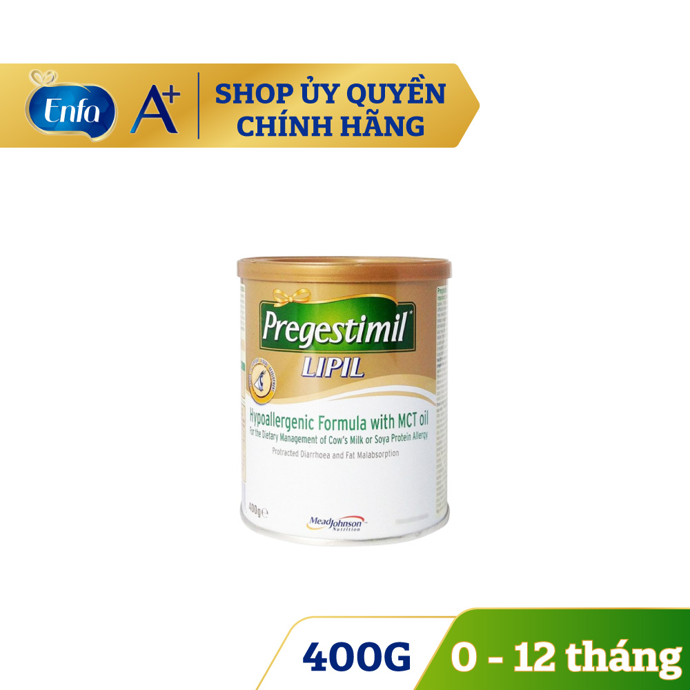 Sữa Bột Pregestimil LIPIL Hôp 400g cho trẻ dị ứng đạm sữa bò, đạm đậu nành, kém hấp thu chất béo từ 0~12 tháng tuổi - Huệ Lan Mart