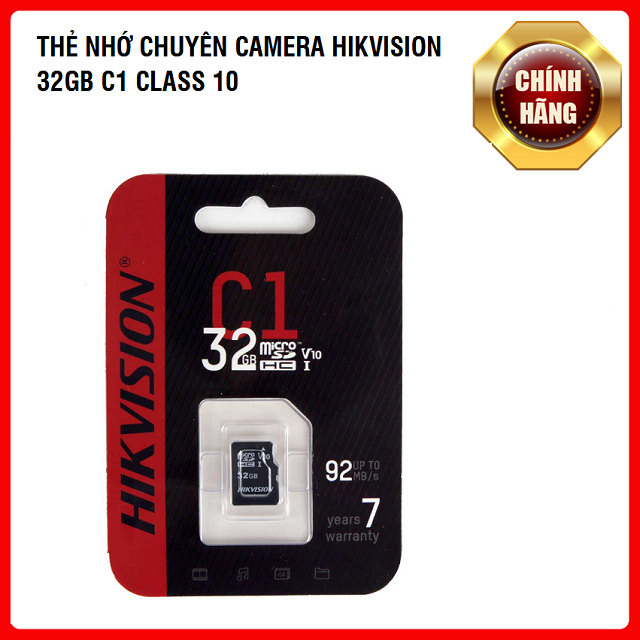 Thẻ Nhớ HIKVISION 32GB C1 Upto 92MB/S Thẻ Nhớ Chuyên Camera Bảo Hành Chính hãng 5 Năm