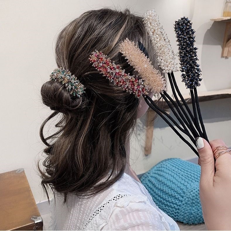 Dụng cụ kẹp búi tóc, thanh quấn tóc dẻo củ tỏi thông minh , kẹp tóc chuỗi hạt hot trend hàn quốc - tiemmaimeo1987