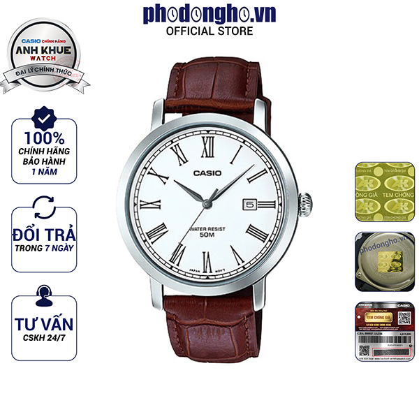 Đồng hồ nam dây da casio anh khuê mtp-e149l-7bvdf