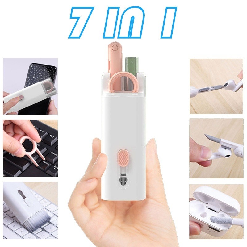 Bộ Vệ Sinh Đa Năng 7 in 1 Cao Cấp Vệ Sinh Tai Nghe, Bàn Phím, Điện Thoại, Laptop, Màn Hình - Nhựa Abs Cao Cấp, Bộ Dụng Cụ Vệ Sinh Bàn Phím Máy Tính Tai Nghe Đa Năng 7 Trong 1 Siêu Tiện Lợi Nhỏ Gọn Dễ Dàng Đem Theo