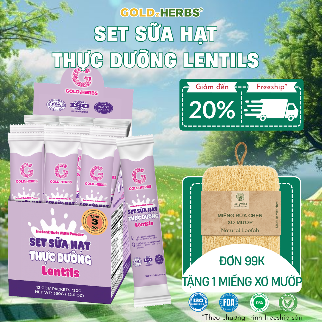 [Hàng cty] Set sữa hạt thực dưỡng GoldzHerbs Lentils - 15 gói/ Hũ 250g/ 500g