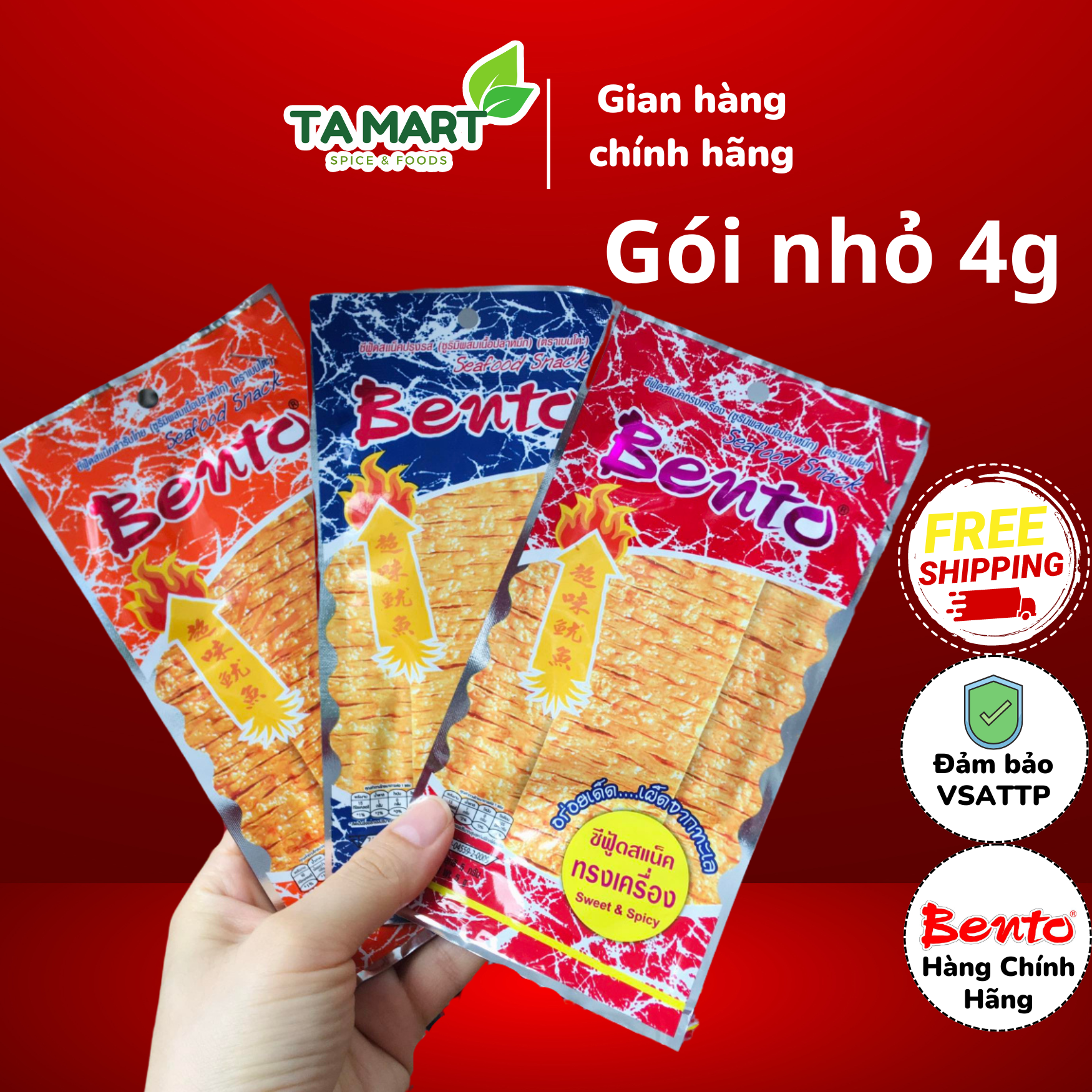 Lẻ 1 túi snack mực bento thái lan gói nhỏ 4g