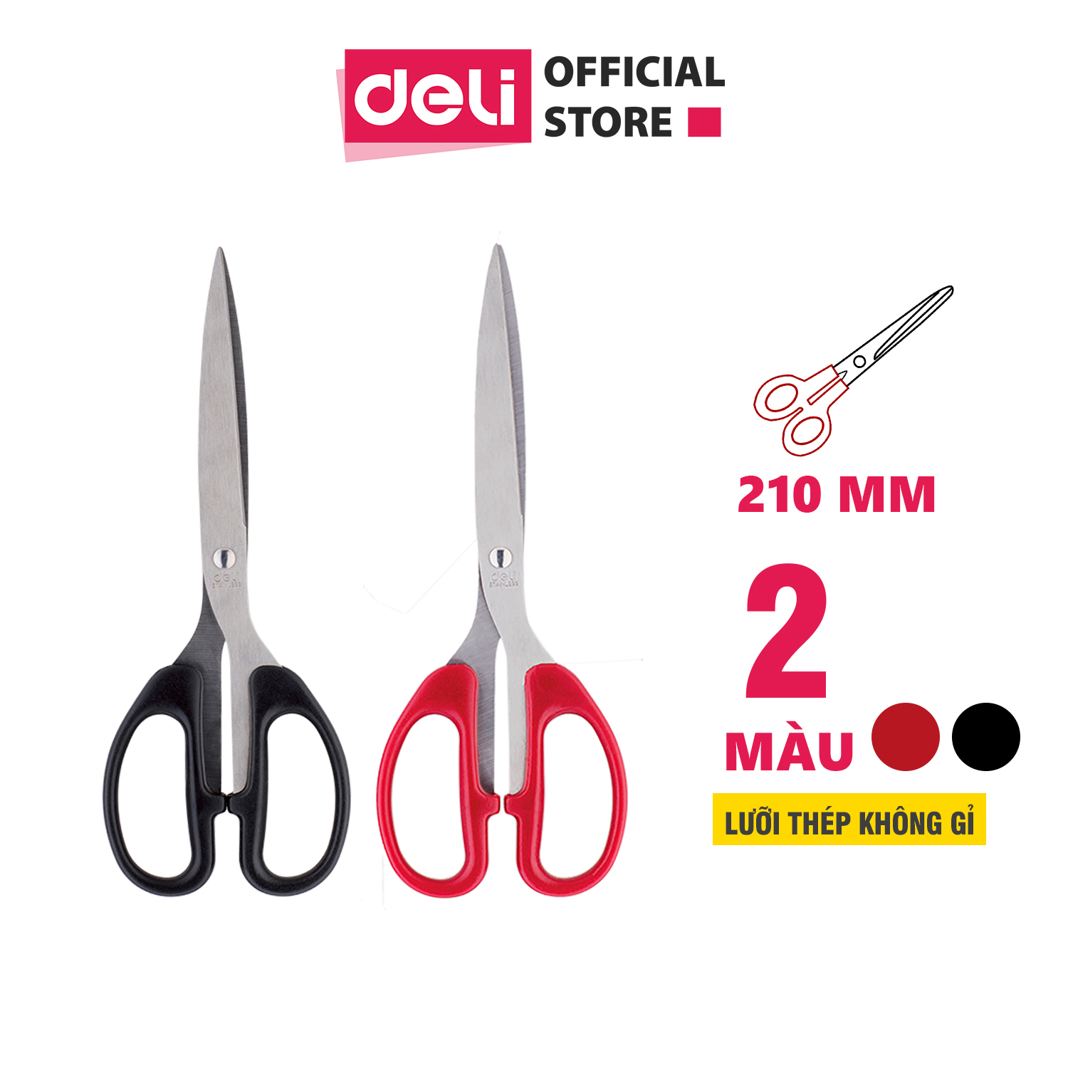 Kéo 210mm Deli, Đen/Đỏ - 1 chiếc - E6010