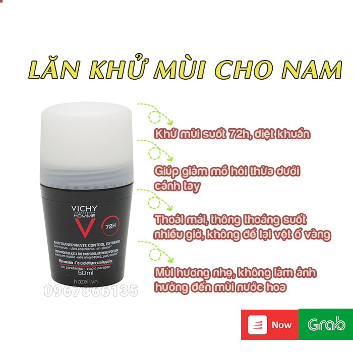 Lăn khử mùi cơ thể Vichy 50ml dành cho nam