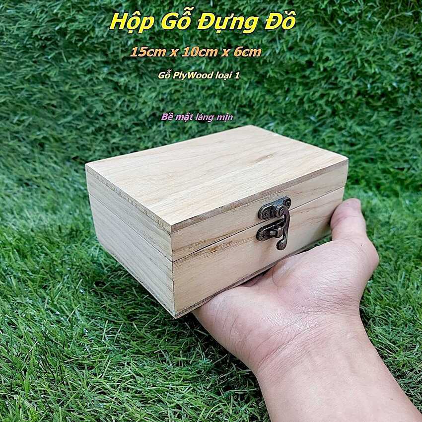 Hộp gỗ đựng đồ cao cấp plywood 15x10x6cm – hộp gỗ đựng quà ví da dây lưng - hộp gỗ đựng trang sức – hộp gỗ quà tặng - hộp đựng trà bằng gỗ