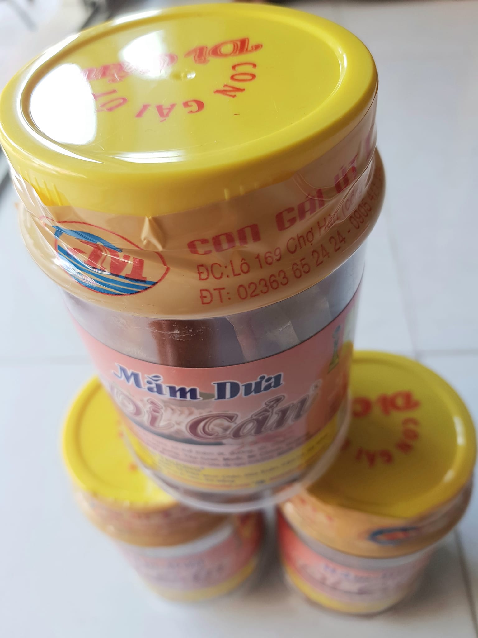 Mắm dưa dì cẩn đà nẵng hộp 500g gồm dưa gang đu đủ ớt cà trộn mắm nêm