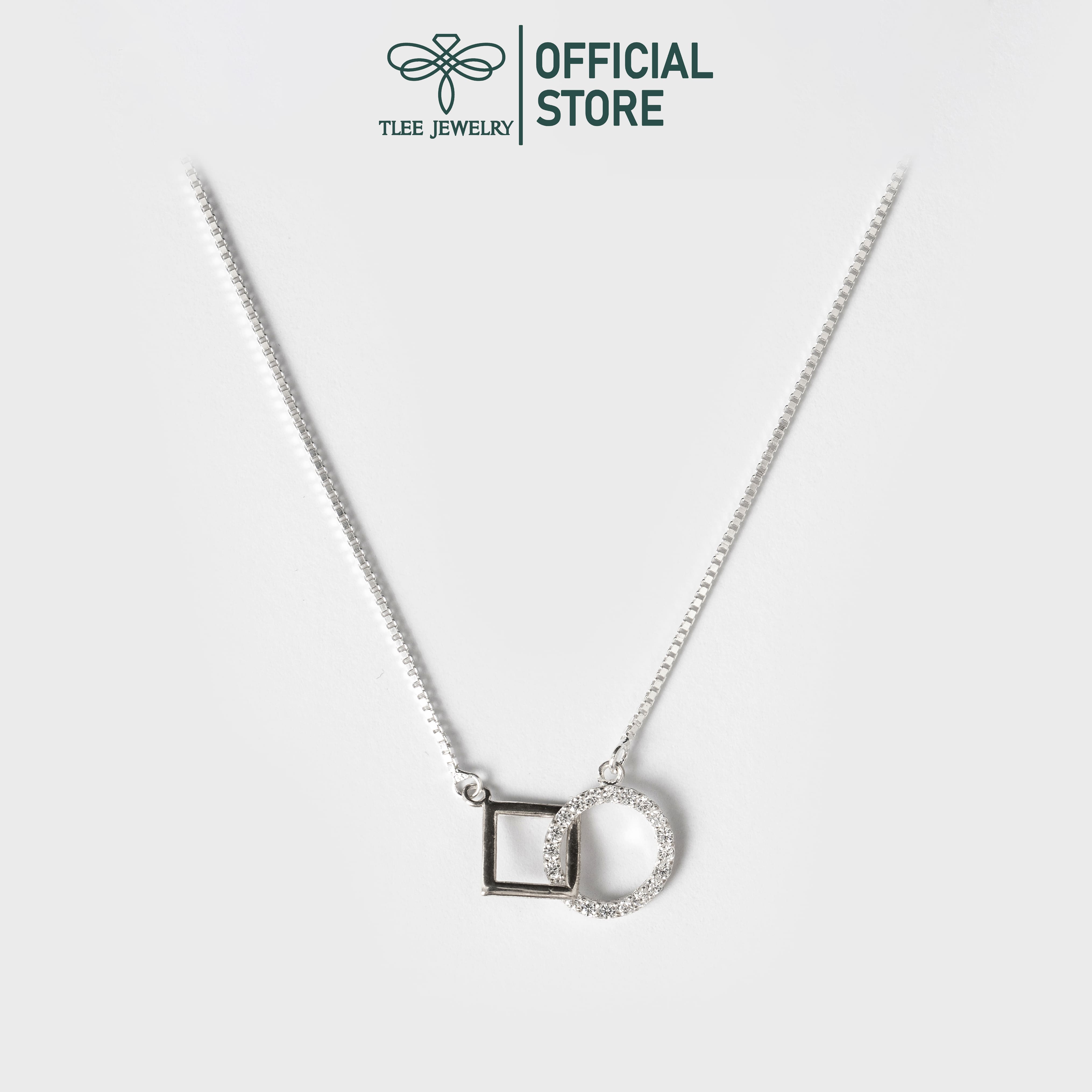 Dây chuyền bạc nữ TLEE mặt ghép tròn vuông mẫu lạ TleeJewelry D0111