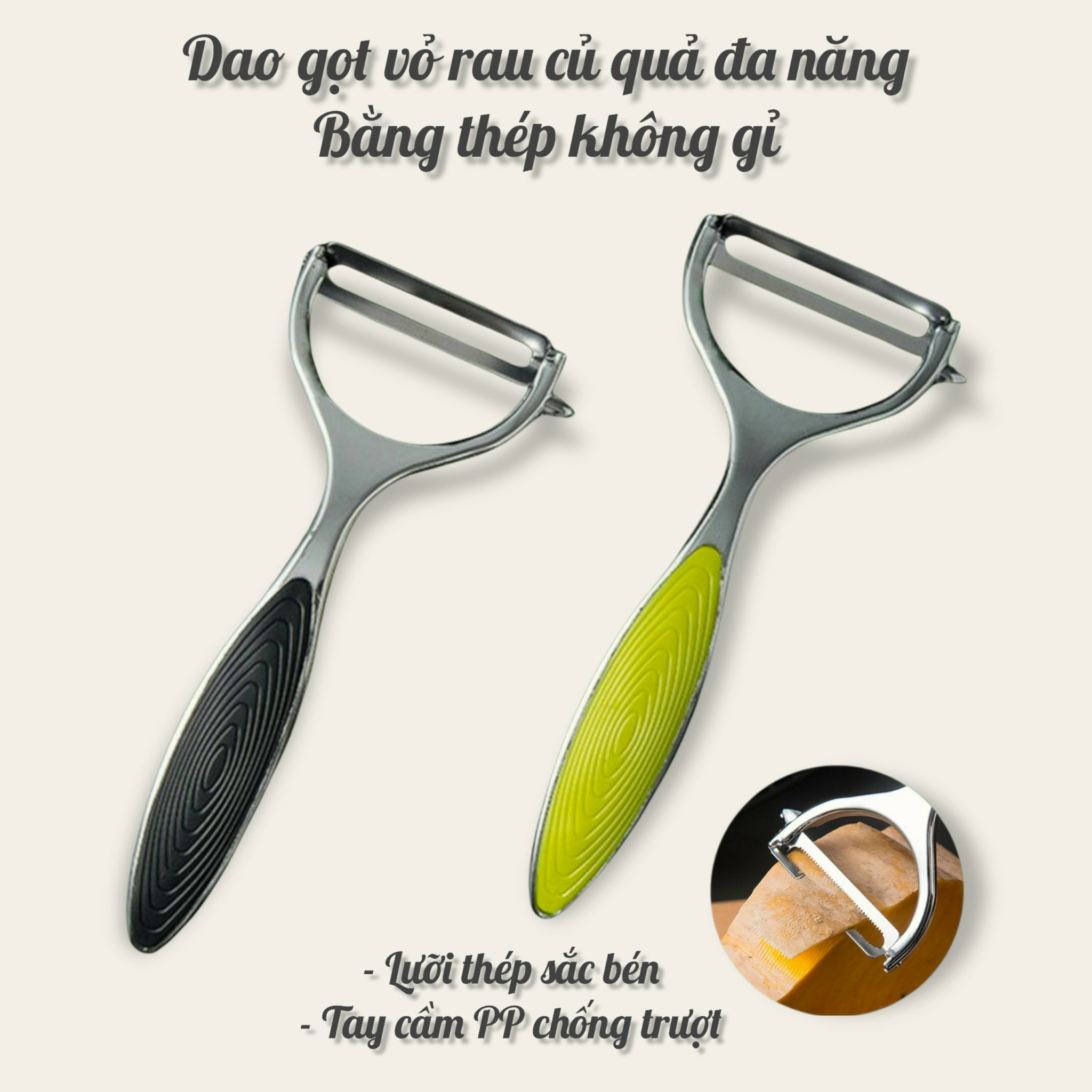 Dao gọt vỏ rau củ quả đa năng bằng thép không gỉ