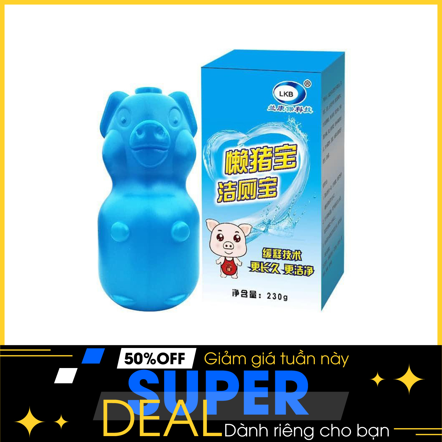 Viên tẩy diệt khuẩn thả bồn cầu cao cấp, Viên vệ sinh bồn cầu con lợn, Viên khử trùng bồn cầu, Viên thả bồn cầu hình con lợn khử sạch mùi và vết bẩn