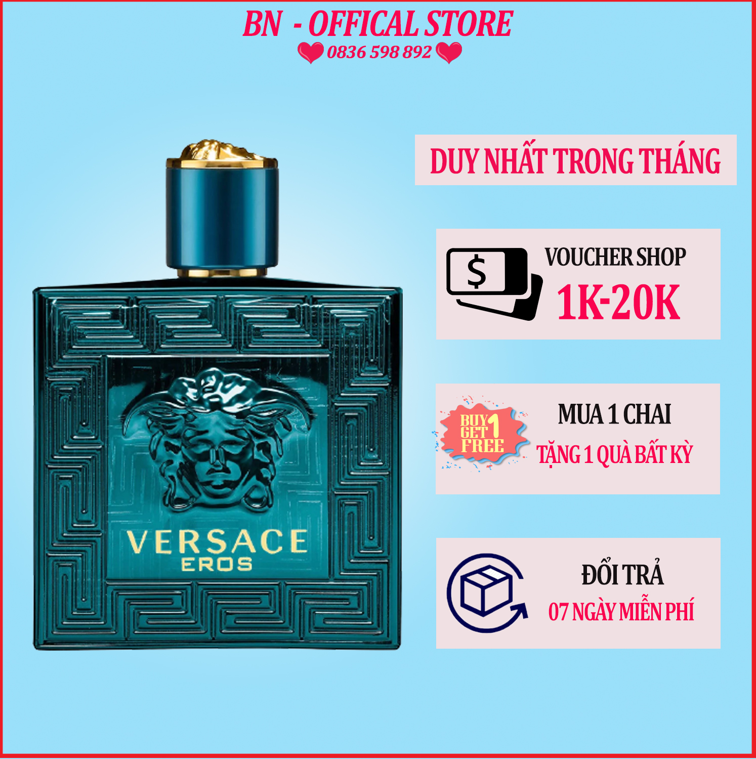 Nước hoa nam versace eros 100ml edt - nam tính, thu hút