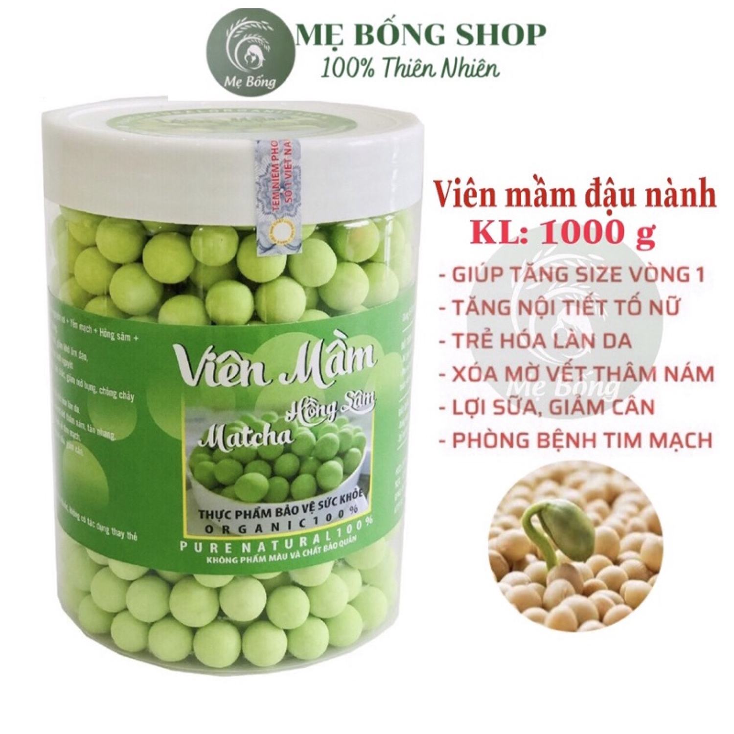 Viên mầm đậu nành🌺FREESHIP🌺 Viên mầm đậu nành nguyên xơ tăng vòng 1, viên mầm đẹp da