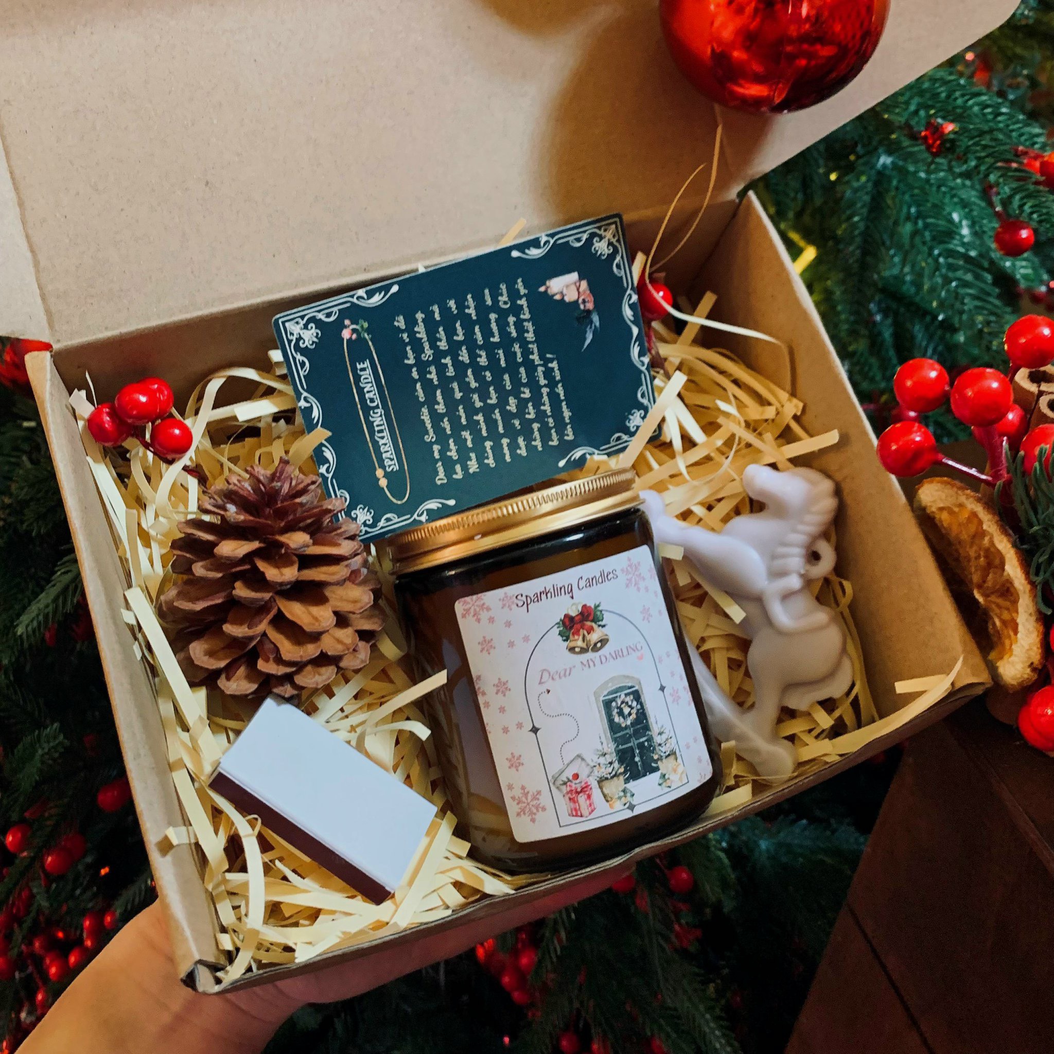 Set Quà Nến Thơm Cao Cấp Noel Sparkling Candle An Toàn, Không Khó