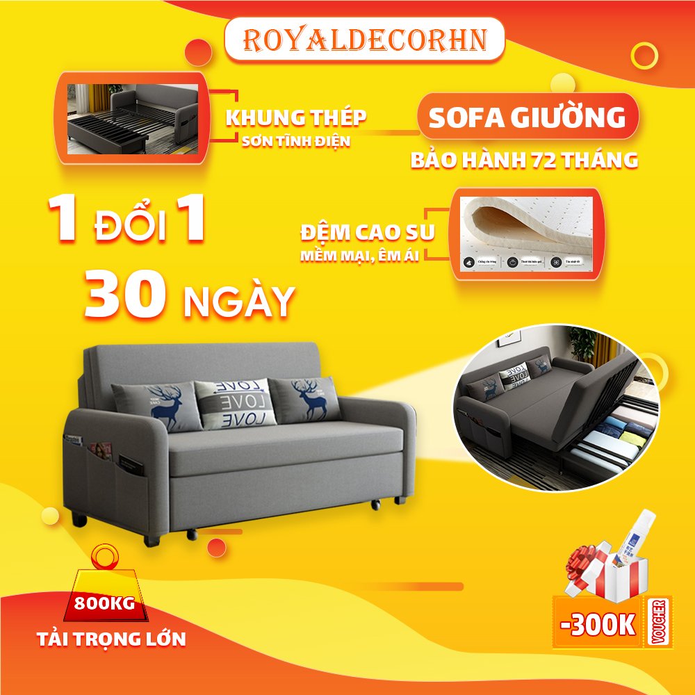 [HÀNG CÓ SẴN] Sofa giường thông minh ROALDECORHN giường gấp đa năng khung thép, ghế sofa giường cho không gian hẹp