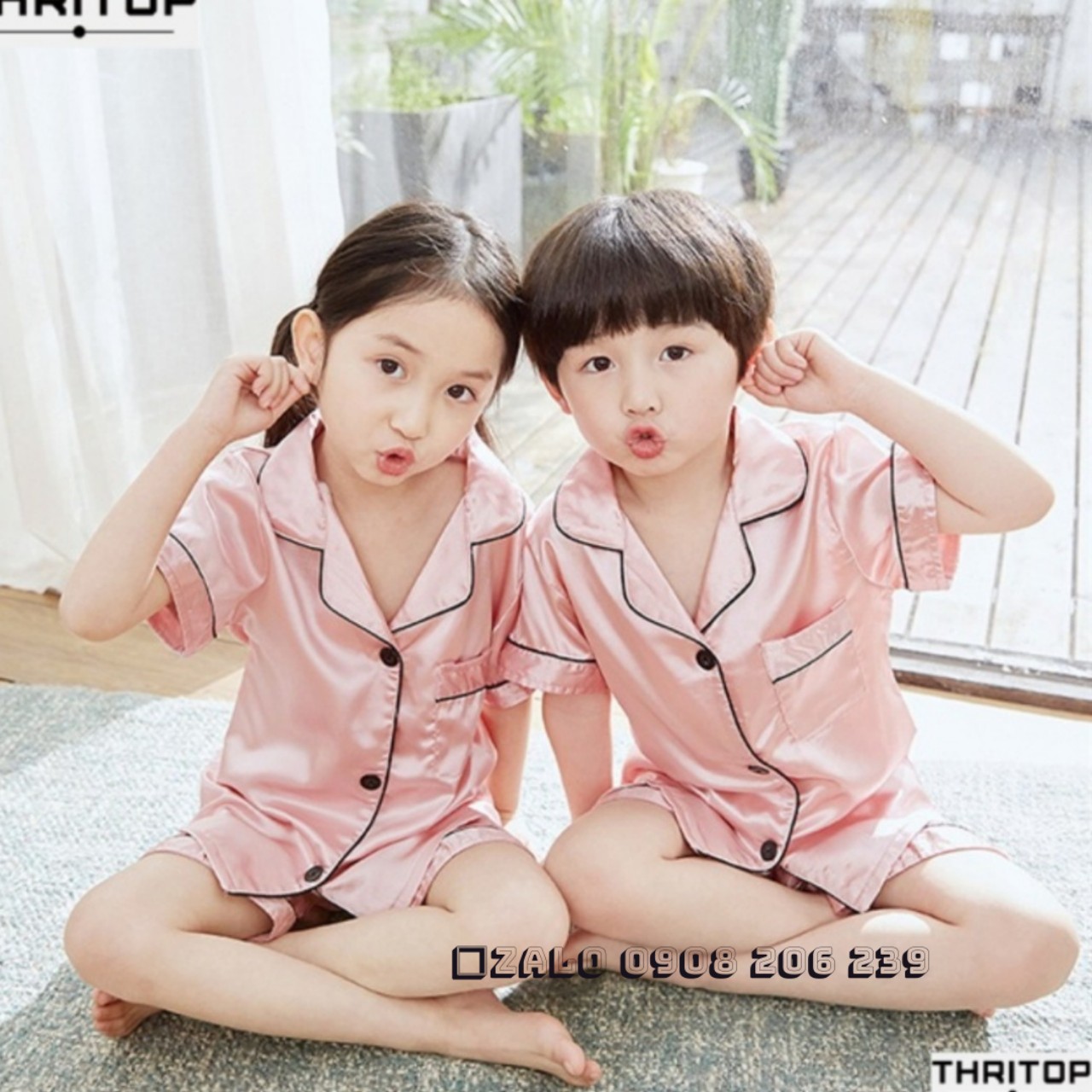 Bộ pijama cộc tay quần đùi bé trai bé gái chất phi bóng đẹp 11 đến 45kg 083