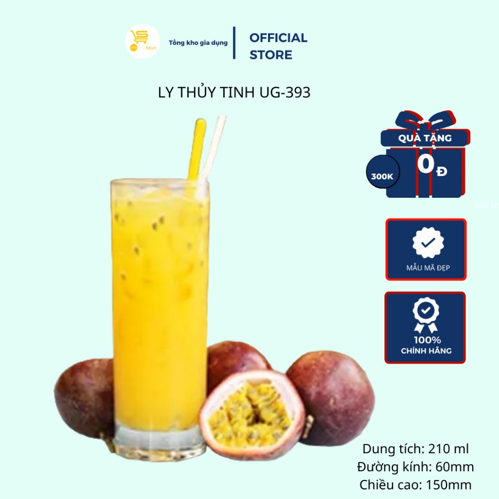 Cốc thủy tinh, ly uống nước, ly cà phê, ly sinh tố, ly thuỷ tinh union ug-393 trơn trong suốt, dày dặn, cao cấp mta-mart2