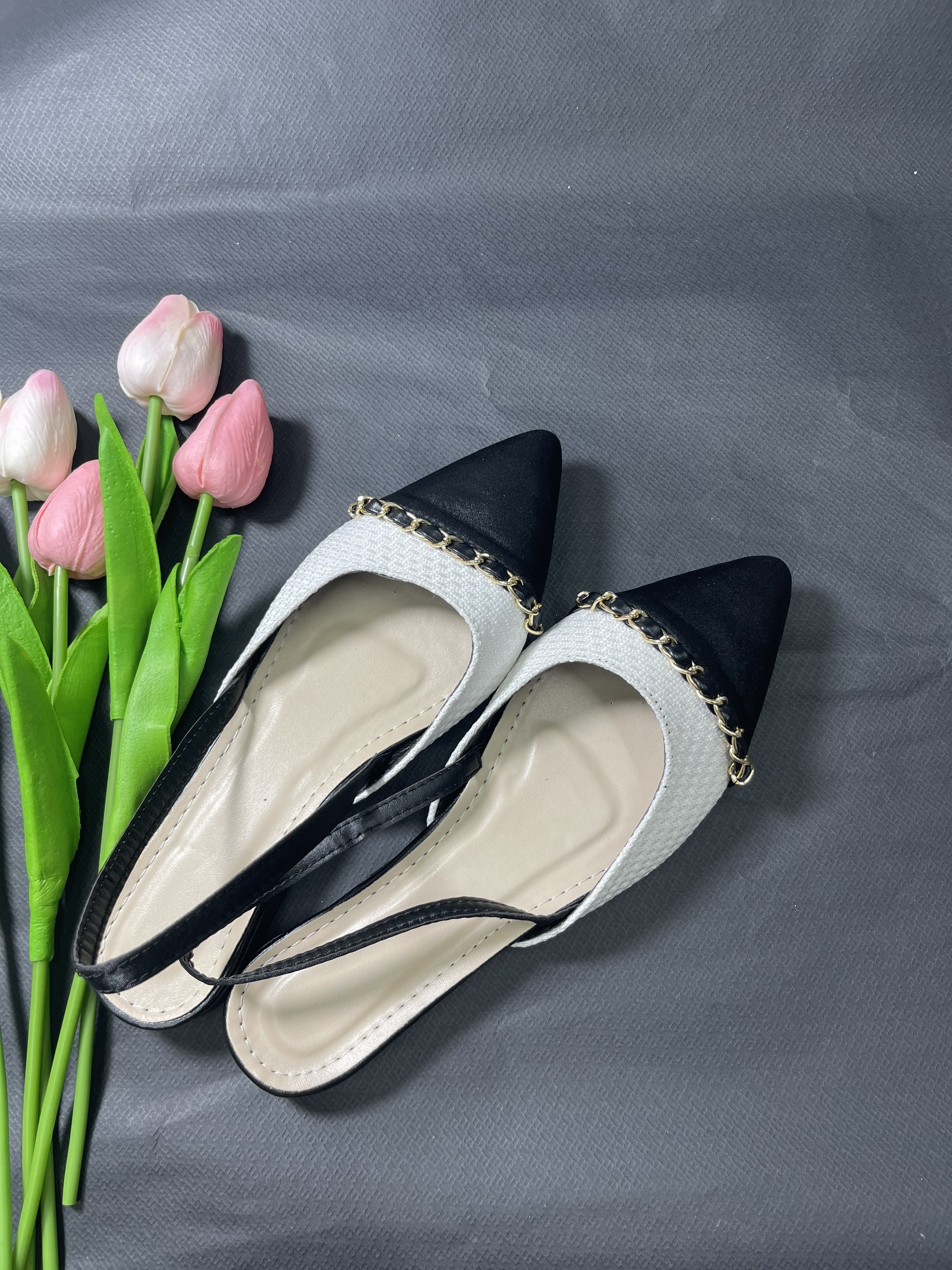 Giày búp bê đế bệt phối xích tiểu thư h21