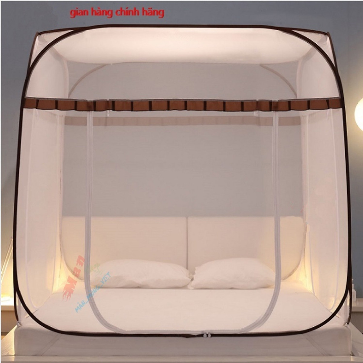 Màn chụp tự bung đỉnh vuông - Mẫu mùng chụp tự bung người lớn chống muỗi gấp gọn tiện dụng
