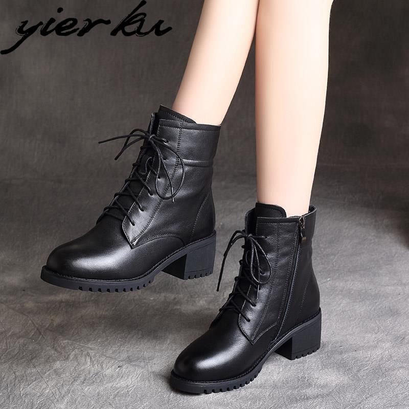 YierkuFree Shipping Miễn phí vận chuyển Martin Boots Nữ 2022 thời trang mùa thu mới anh phong cách anh trung bình giày ngắn