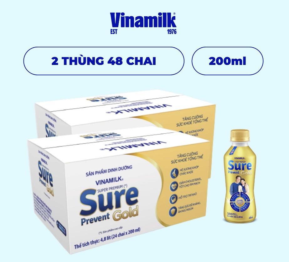 Combo 2 thùng sữa pha sẵn sure prevent gold