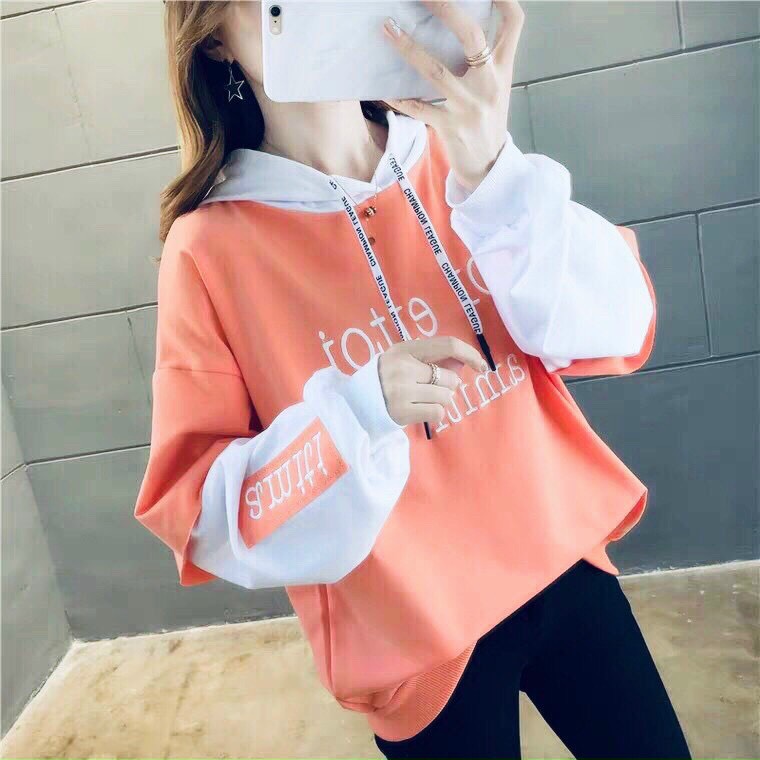 [HCM]ÁO HOODIE NỈ CÓ MŨ PHỐI MÀU CỰC DỄ THƯƠNG - HIEEN FASHION