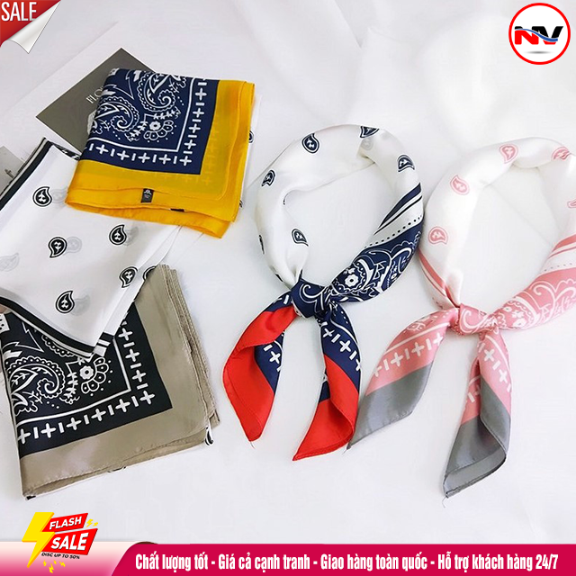 Khăn Turban Headband Bandana Lụa Satin Vuông Buộc Tóc , Quàng Cổ ,  Đội Đầu , Quấn Áo Thời Trang ( 70x70 cm)