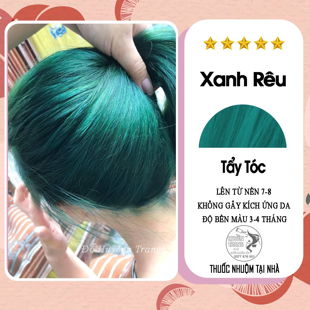 Thuốc nhuộm tóc màu xanh rêu tặng kèm oxy trợ nhuộm găng tay mũ trùm và hdsd