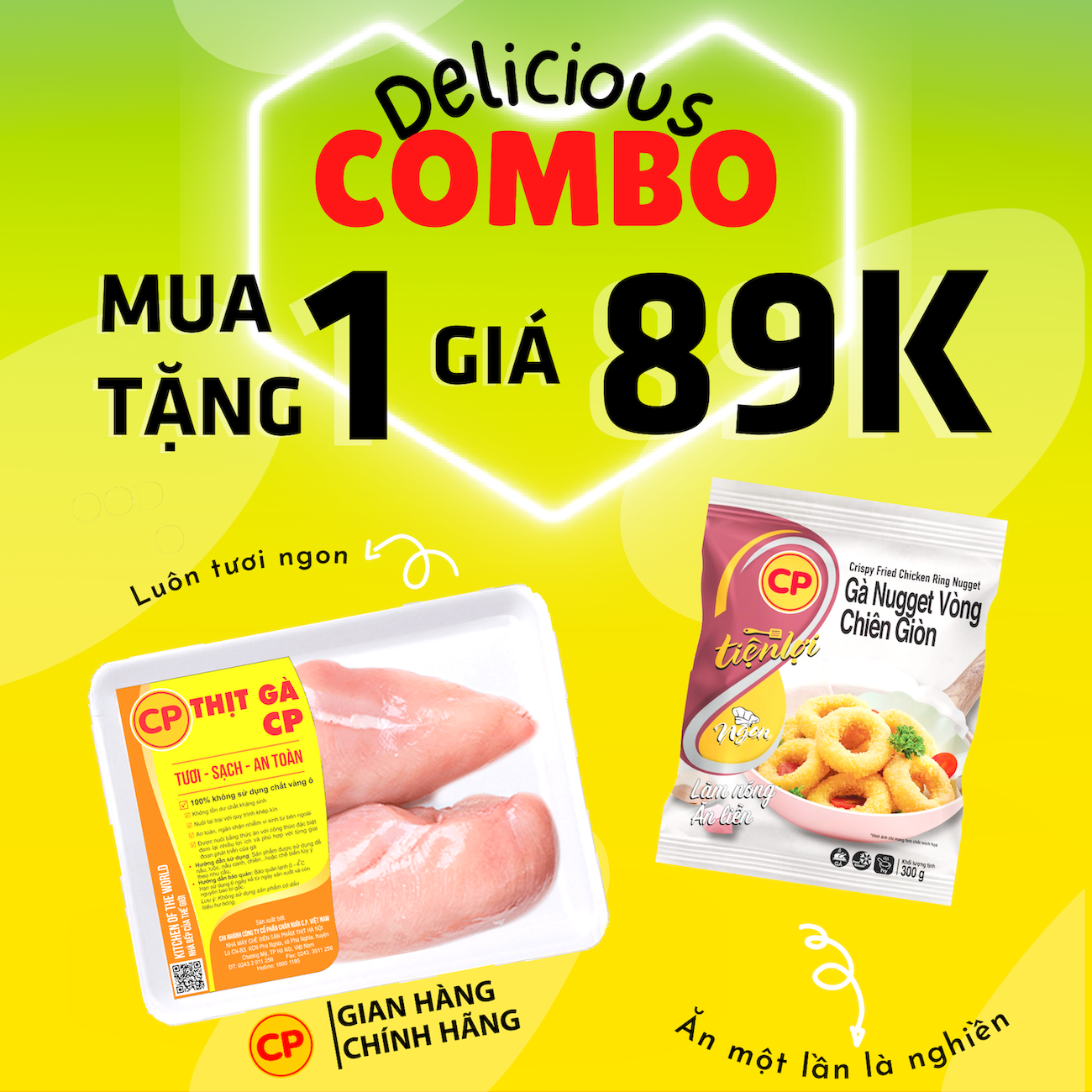 Combo delicious - gà cp ức gà + gà chiên