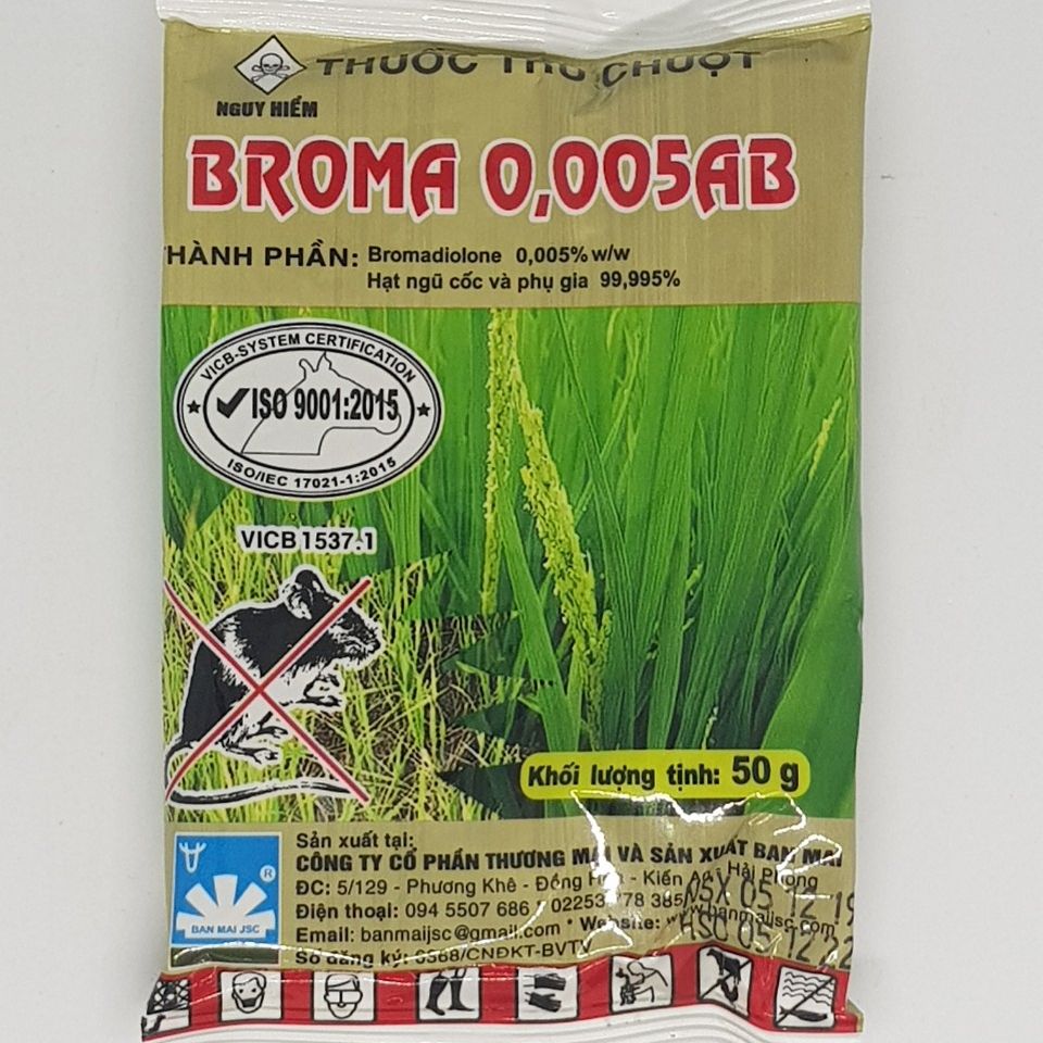 {COMBO MUA 10 TẶNG 1}  thuốc trừ chuột Broma bả sinh học đã trộn với thóc thơm, một con ăn lây bệnh cả đàn chết (gói 50 gram)
