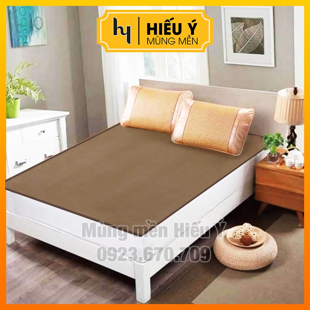 Chiếu điều hòa sợi mây nâu siêu mát 1m6 và 1m8 - ẢNH THẬT | Mùng mền Hiếu Ý