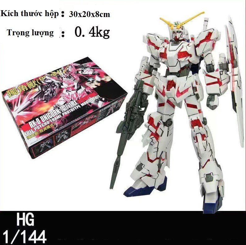 Mô hình lắp ghép rx-0 unicorn 1/144, nhựa abs