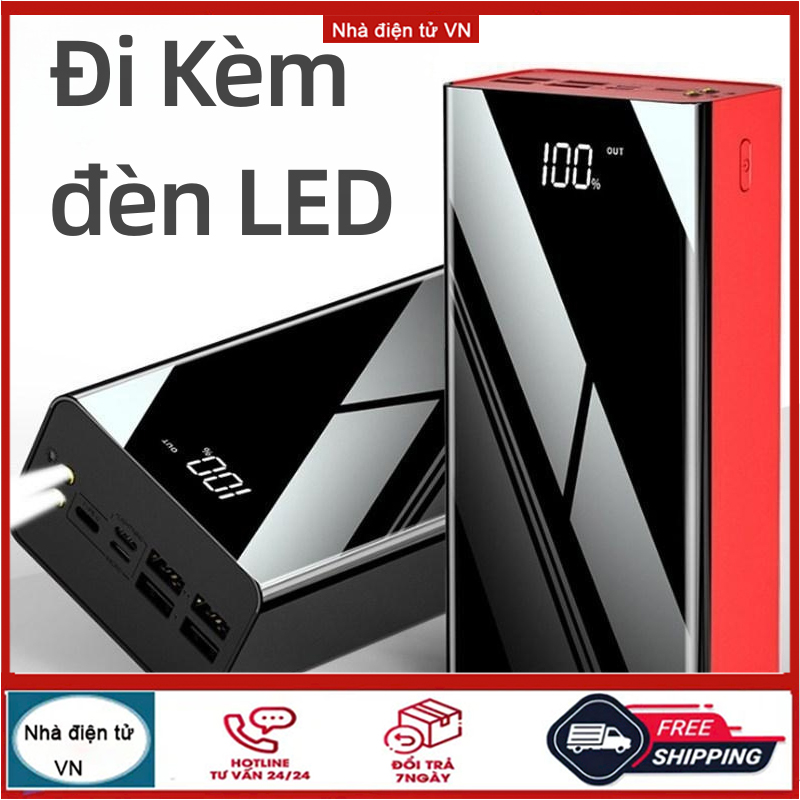 !Hàng Giao Ngay!Sạc Dự Phòng 50000mah Chính Hãng 4 cổng sạc đầu vào, 3 cổng sạc đầu ra Power bank tích hợp đèn pin, hiển thị dung lượng kỹ thuật số,Bảo hành 12 tháng