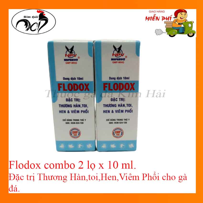 Flodoox-[combo 2 lọ x 10 ml]-dùng nhỏ trực tiếp-Viêm phổi-E Coli-Thương Hàn cho gà đá.