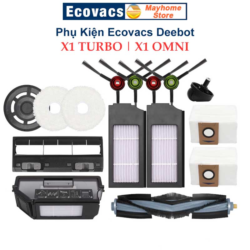 Phụ kiện Robot Ecovacs Deebot X1 Omni, X1 Turbo, Chổi Lăn, Chổi Cạnh, Bộ Lọc Hepa, Giẻ Lau, Túi Đựng Bụi X1 Omni & X1 Turbo