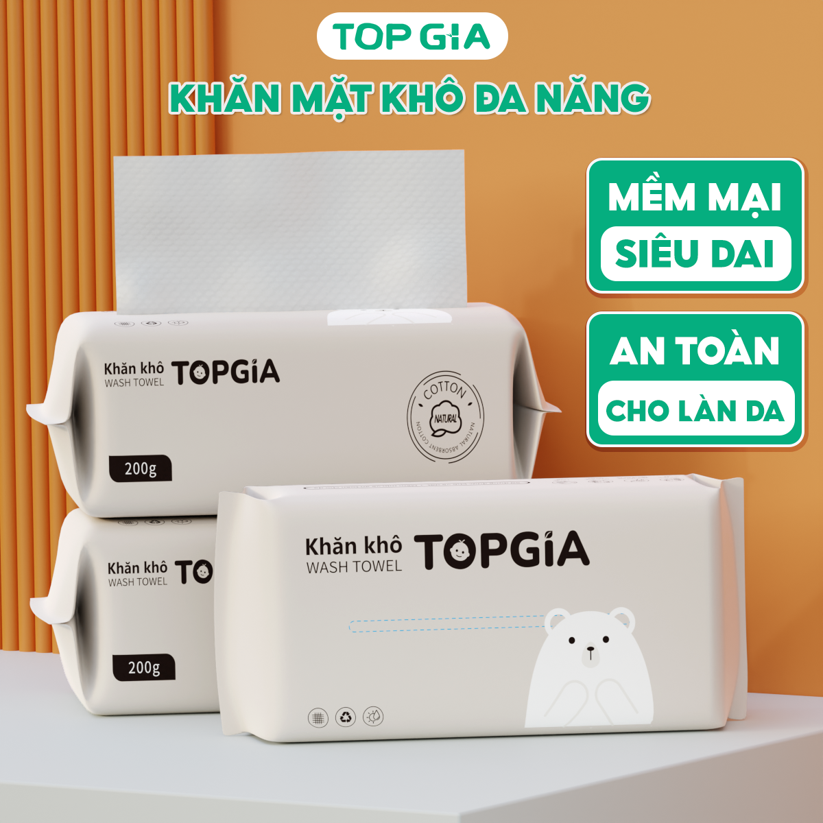  Khăn lau mặt dùng 1 lần TopGia khăn lau đa năng không mùi an toàn cho da và siêu tiết kiệm  Khăn khô rút bao bì mới  