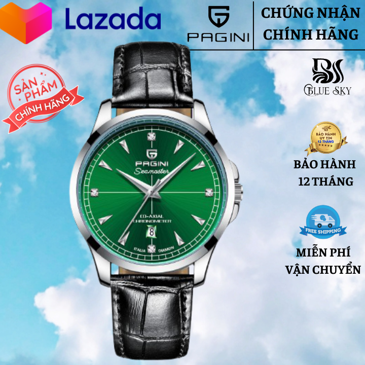 Đồng Hồ Nam Dây Da PAGINI 15588 Kim Trôi Chống Nước Tuyệt Đối - Bảo Hành 12 Tháng
