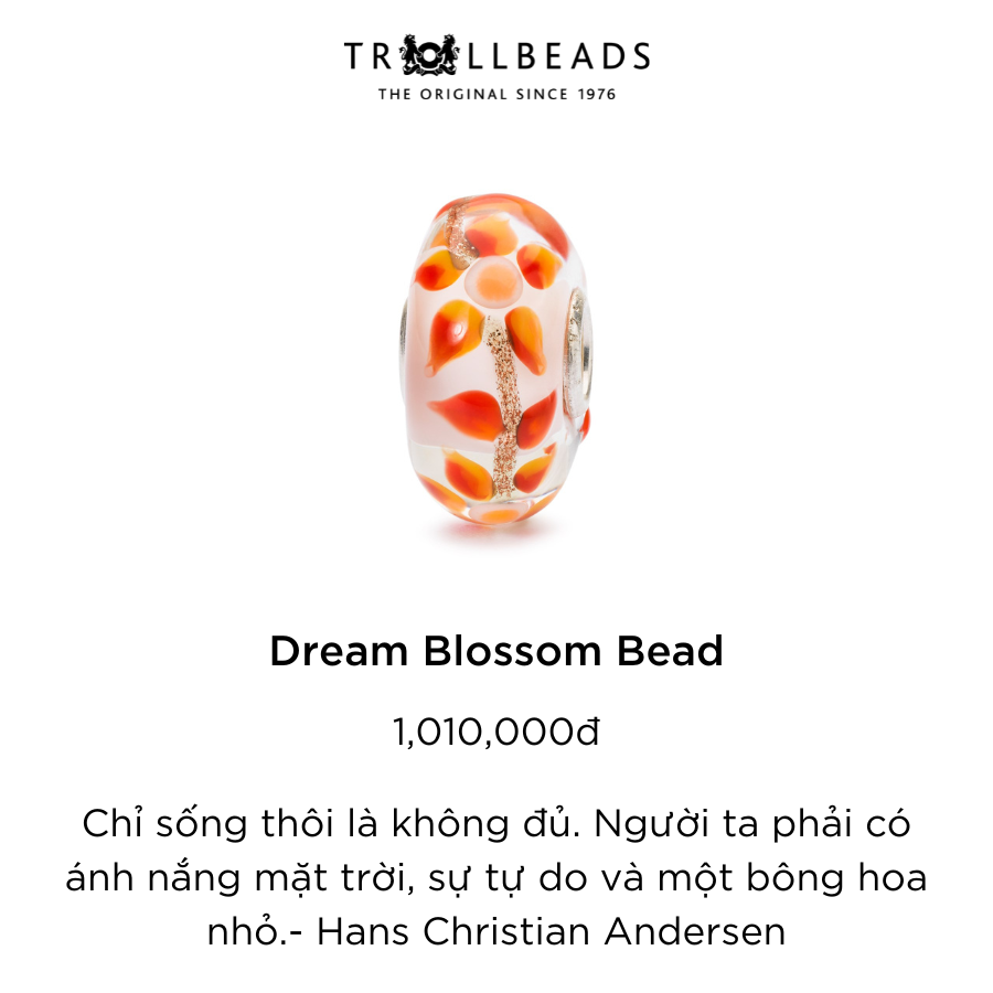 Trollbeads bead thuỷ tinh cao cấp Dream Blossom