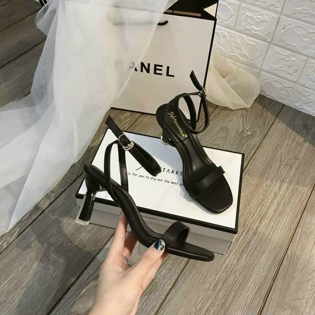 Giày sandan cao gót nữ 7 phân quai mảnh gót lõi sơn siêu đẹp