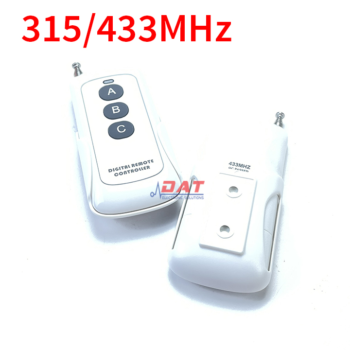 Remote rf 3 nút abc 300 mét kèm đế - 315mhz 433mhz