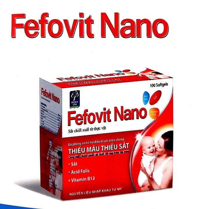 [hàng chính hãng] combo 2 hộp Viên uống bổ sung Sắt FEFOVIT NANO - Bổ sung sắt cho người bị thiếu máu , phụ nữ mang thai và đang cho con bú - usa - 1