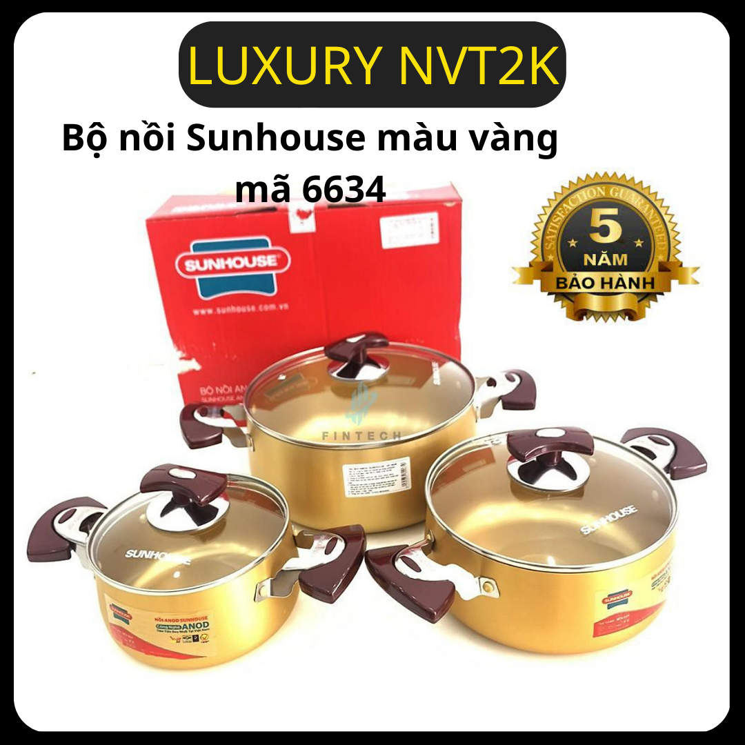 Bộ nồi sunhouse màu vàng mã 6634 - bộ nồi anod sunhouse 6634 màu vàng đồng-sh6634 -bộ nồi sunhouse cao cấp sh 6634 màu vàng đồng-bộ nồi sunhouse sh 6634 gồm 3 chiếc size 16-20-24cm màu . bảo thánh 12 tháng