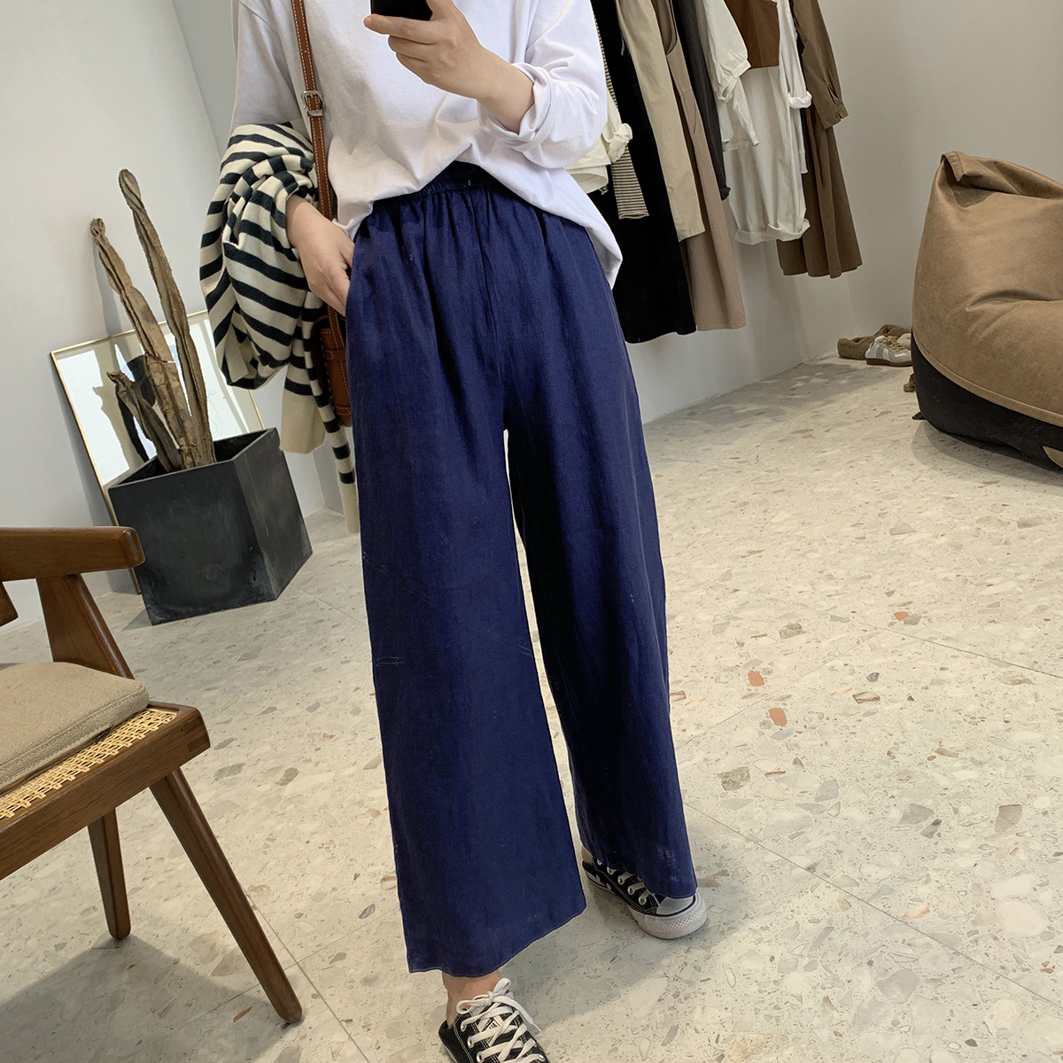 Quần suông Culottes dài , Quần Ống Rộng Chất Đũi Bigsize Q9T
