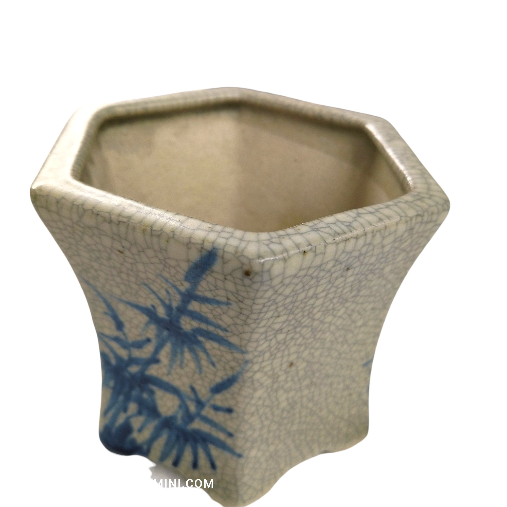 Chậu trồng cây cảnh bonsai mini trụ lục giác men rạn, chậu cây sen đá, xương rồng tuyệt đẹp, chất lượng