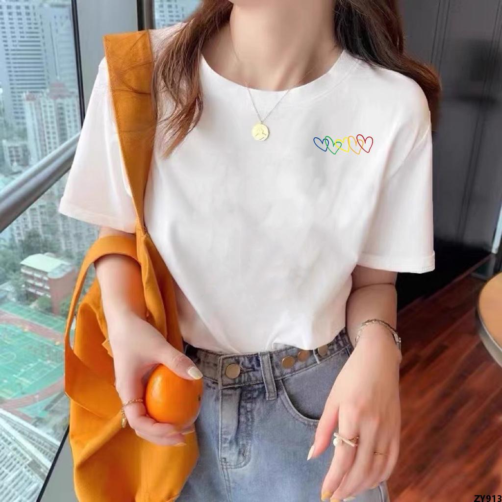 T Áo Thun ] Mặc 100 Cotton Nữ Trung 2023 Quần Áo Nữ Mặc Bên Trong Màu Trắng Bùng Nổ [ Áo Sơ Mi Dài Tay Ngắn Nữ