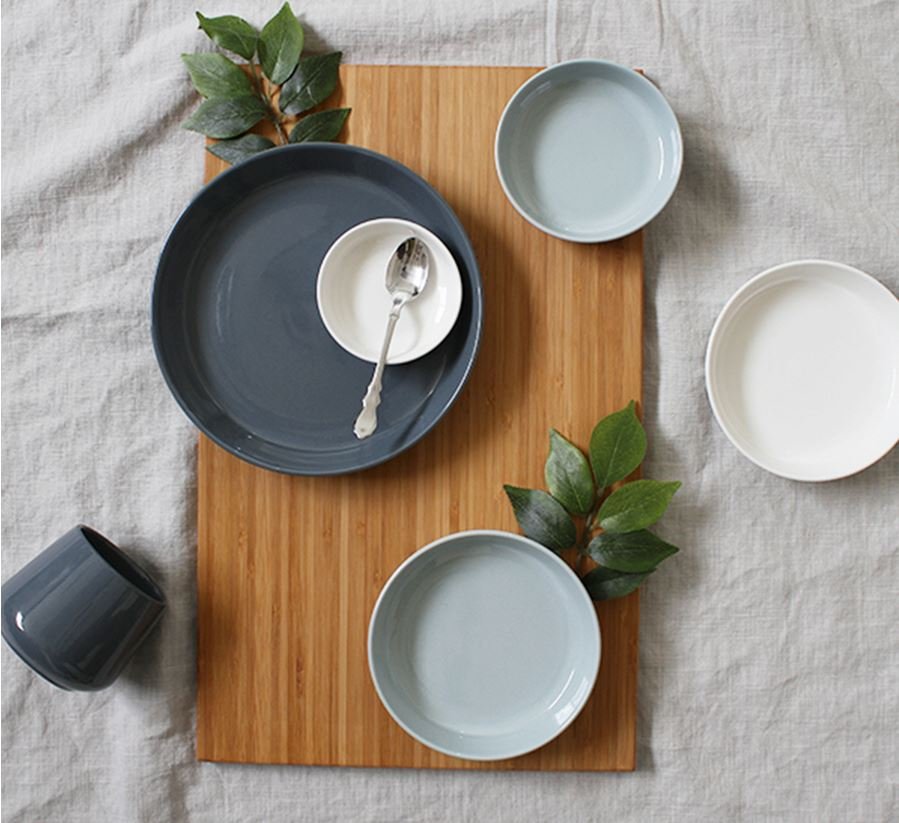 Bộ bát đĩa Mono đơn giản màu trắng & xanh - Erato - Hàng nhập khẩu Hàn Quốc