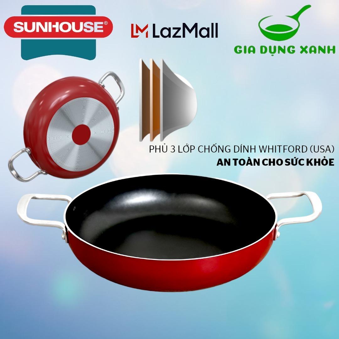Chảo chống dính 2 quai Sunhouse 18-30cm hàng chính hãng